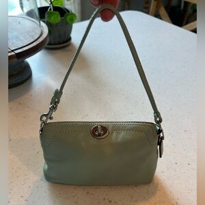COACH Mini Bag Light Blue Leather Turnlock